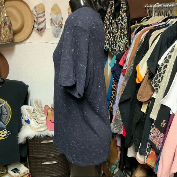 2214. Sandro Paris Unisex XL Speckled Blue Tee Semi sheer - Picture 2 of 5